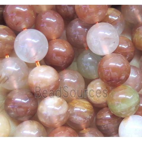 Rainbow Quartz Beads, round, red