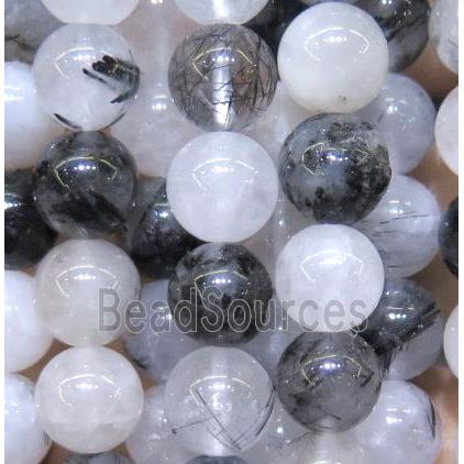 black Rutilated Quartz beads, round