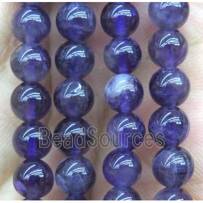 Amethyst bead, round, A-Grade