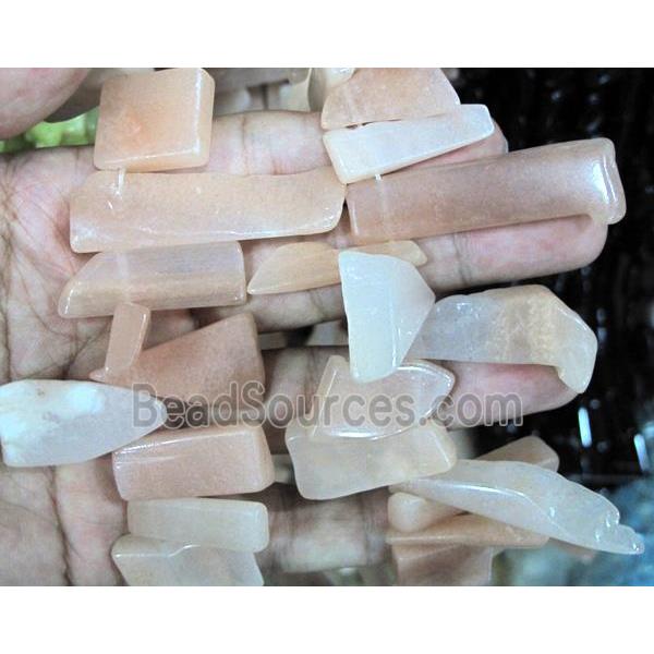 rose quartz stick bead, freeform