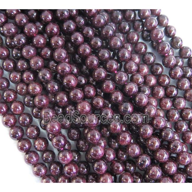 Natural Red Garnet Beads, round, AB-Grade