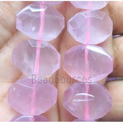 rose quartz beads, faceted oval