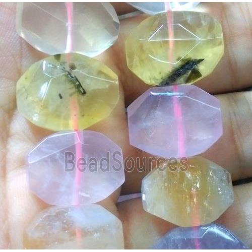 faceted mix gemstone oval beads