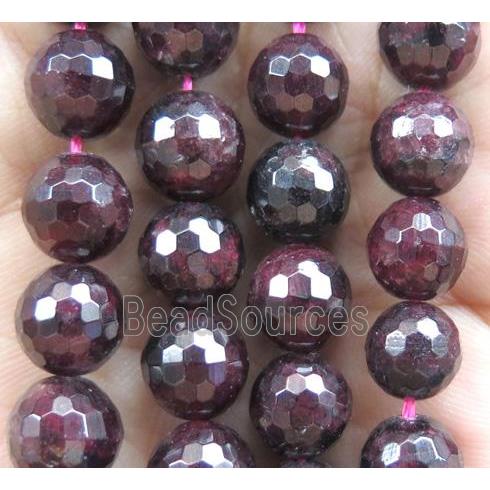 natural red garnet beads, faceted round