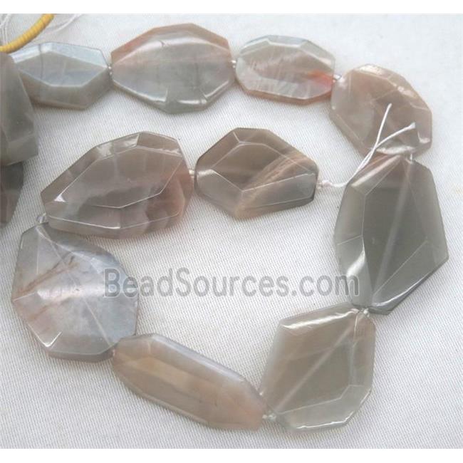 grey Moonstone bead, faceted rhombic