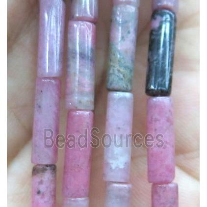 pink Rhodonite tube beads, dye