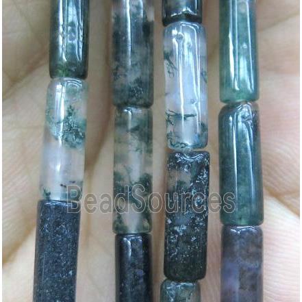 Green Moss Agate tube beads