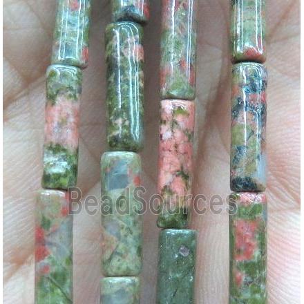 green Unakite tube beads