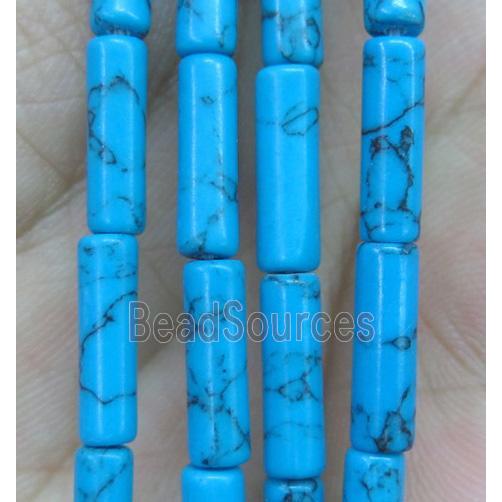 blue turquoise tube beads, dyed