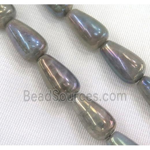 Labradorite bead, teardrop, AB color