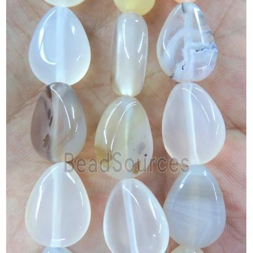 natural Heihua Agate bead, flat teardrop