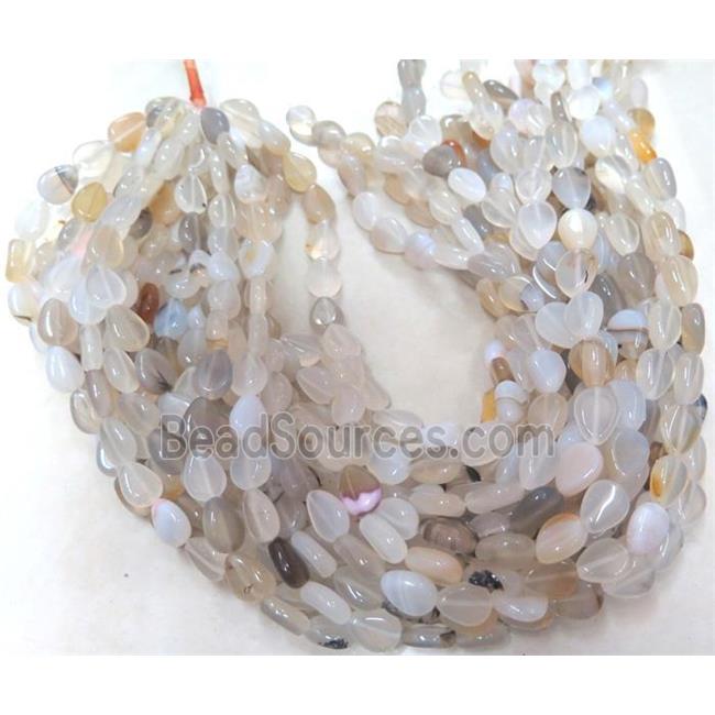 natural Heihua Agate bead, flat teardrop