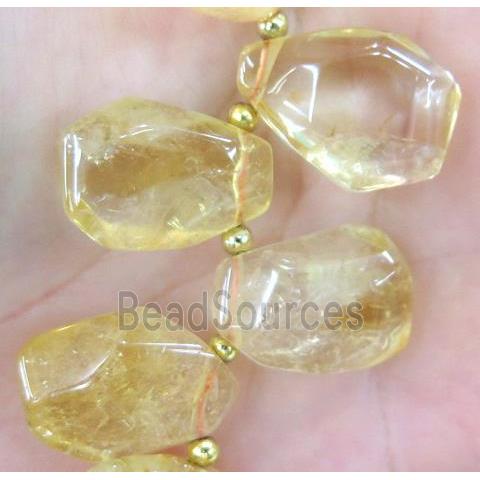 citrine beads, faceted teardrop, yellow