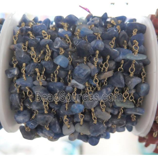 handmade rosary chain with blue sodalite bead chip