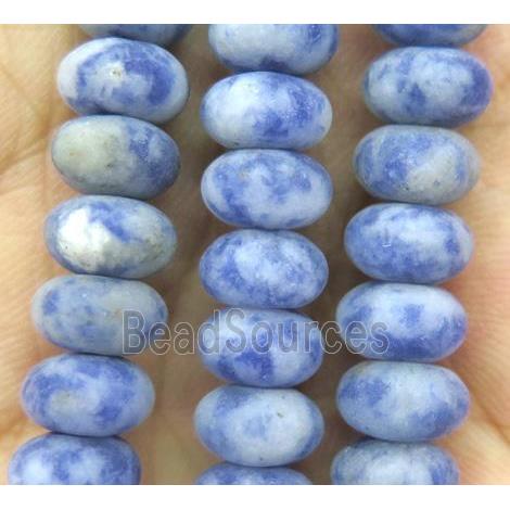 blue spotted dalmatian jasper beads, rondelle, matte