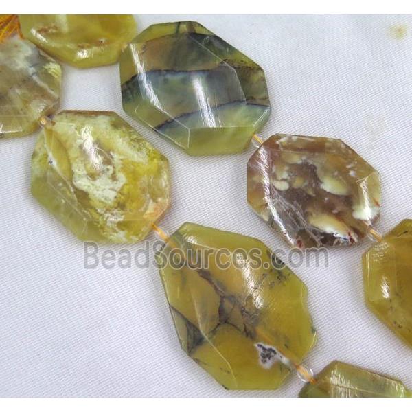 yellow opal jasper slice beads, faceted freeform