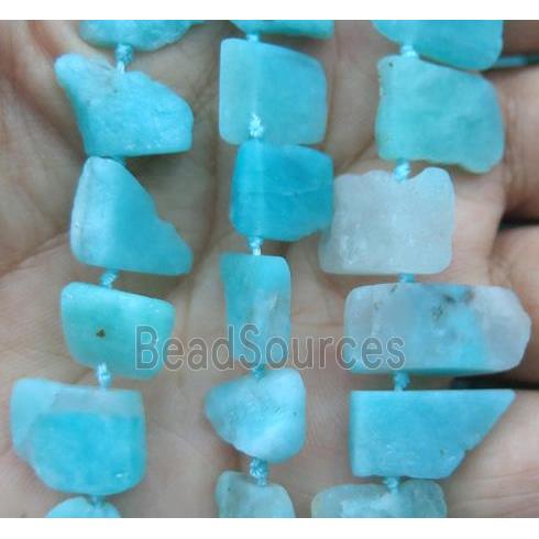 Amazonite chip beads, freeform, blue dye