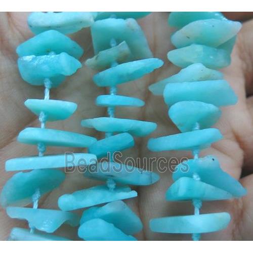 Amazonite chip beads, freeform, blue dye