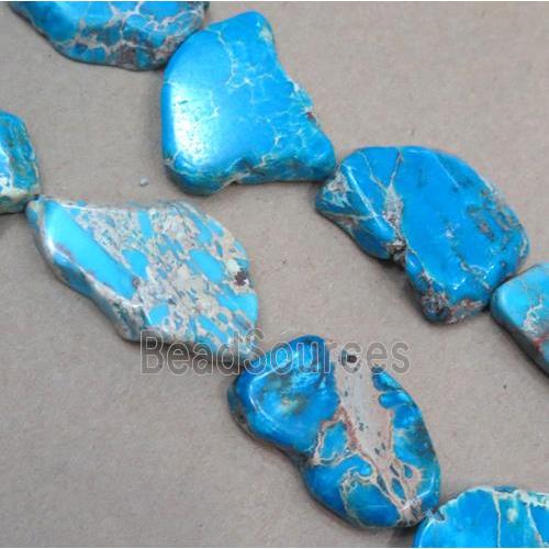 Sea Sediment Jasper bead, slice, freeform, blue