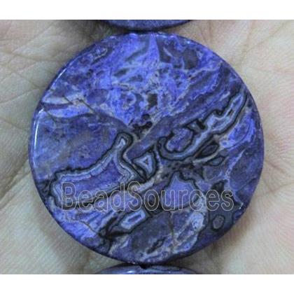 sea sediment jasper bead, flat rond, lavender