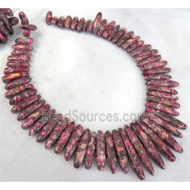 Imperial Jasper Beads for necklace, stick, hotpink