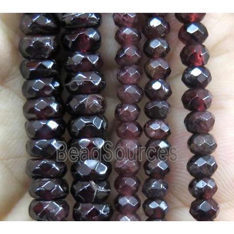 red Garnet bead, faceted rondelle