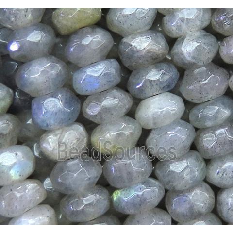 Labradorite bead, faceted rondelle, A grade