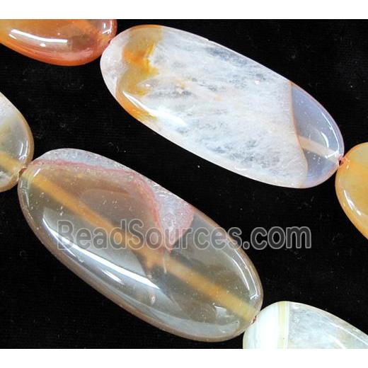 druzy agate stone bead, flat oval