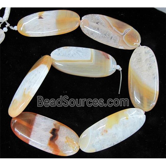 druzy agate stone bead, flat oval