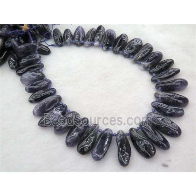 Amethyst collar stick beads, deep purple, top drilled