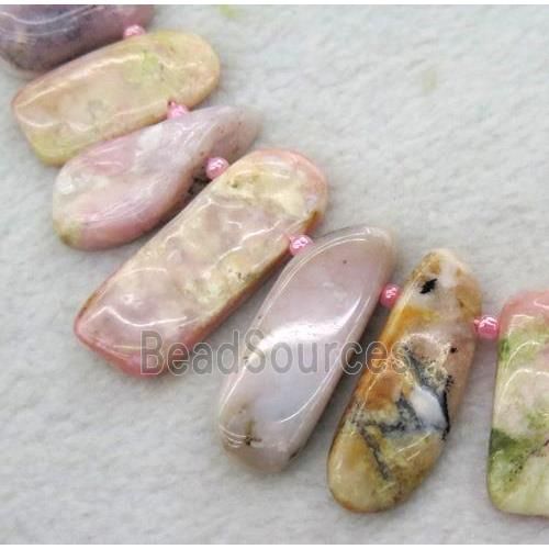 pink opal stone collar beads, freeform, top drilled