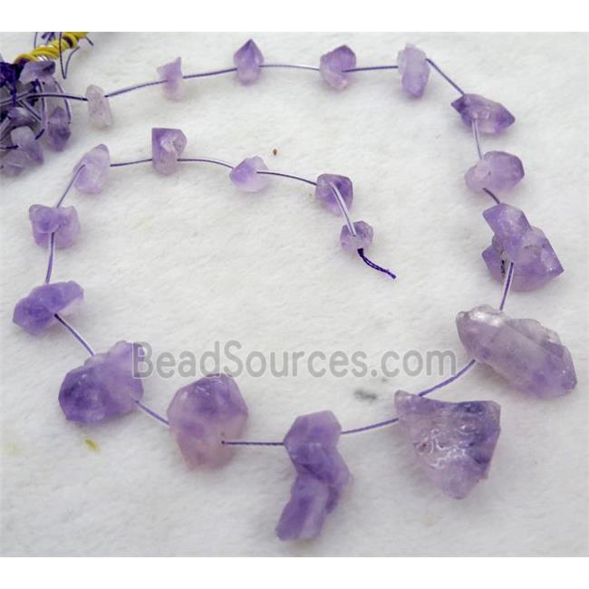 Amethyst collar bead, purple, freeform, top drilled