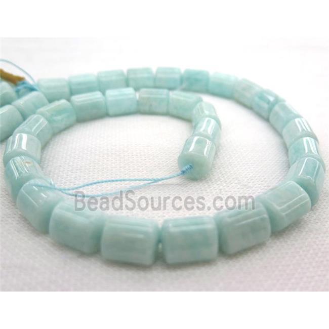 Peruvian Amazonite beads, 3faces tube, blue