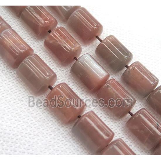 pink MoonStone bead, 3faces tube