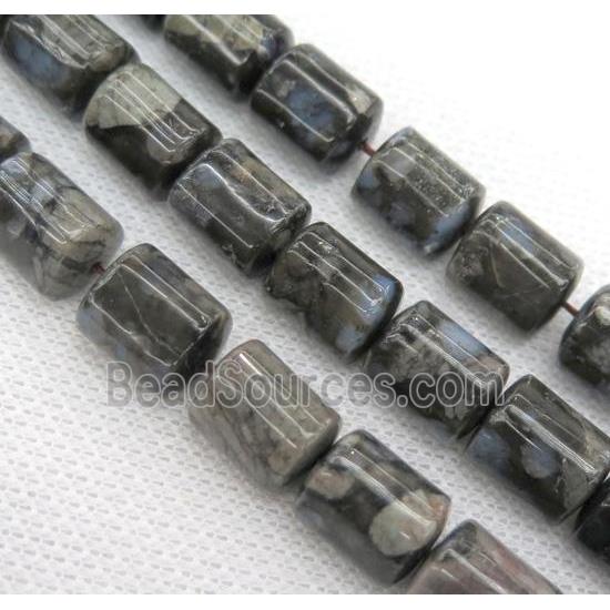 grey opal jasper beads, 3faces tube