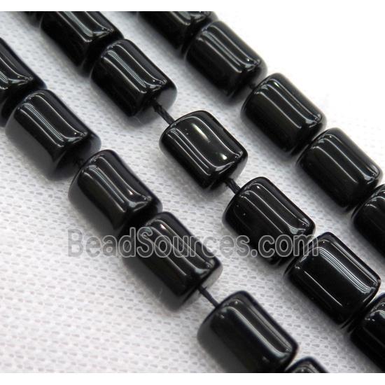 black onyx agate bead, 3faces tube