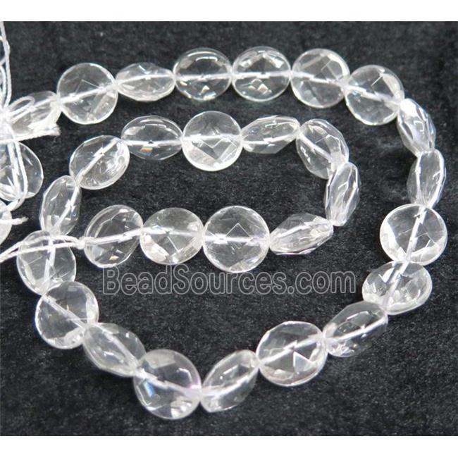 clear quartz bead, faceted flat round