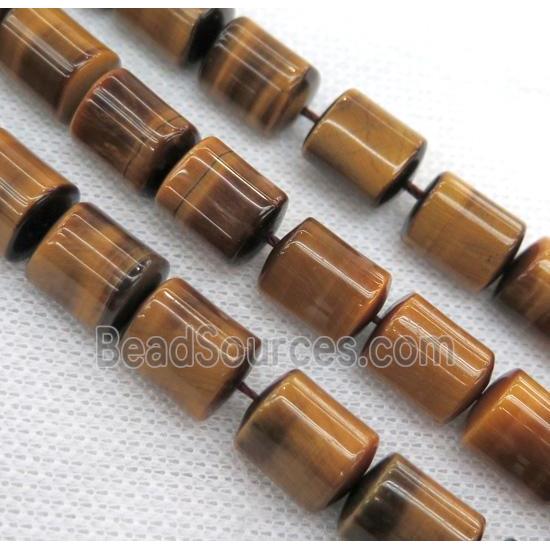 tiger eye stone bead, 3faces tube, yellow