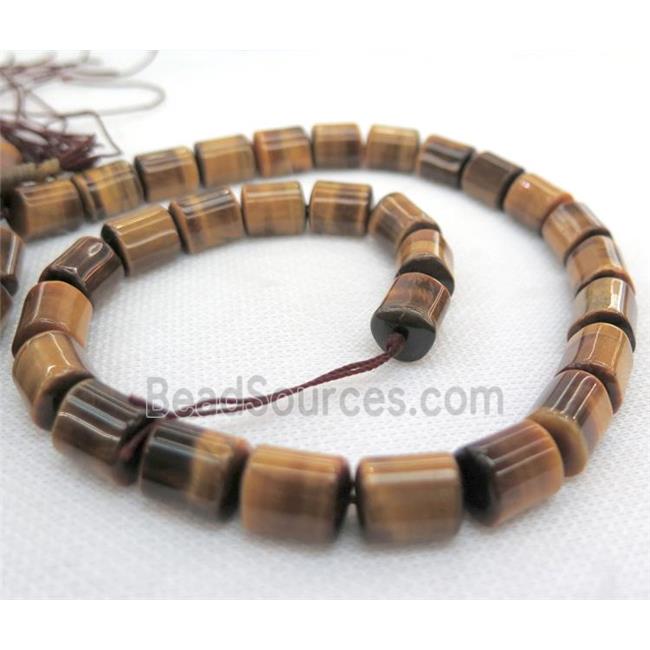 tiger eye stone bead, 3faces tube, yellow