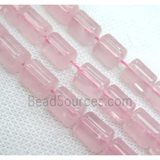 rose quartz beads, 3faces tube