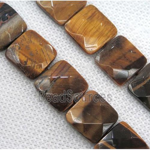 tiger eye stone bead, faceted square