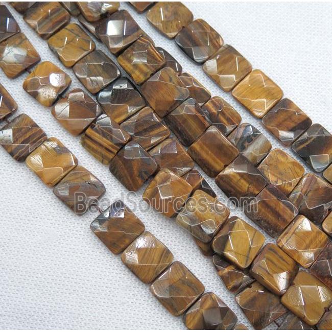 tiger eye stone bead, faceted square