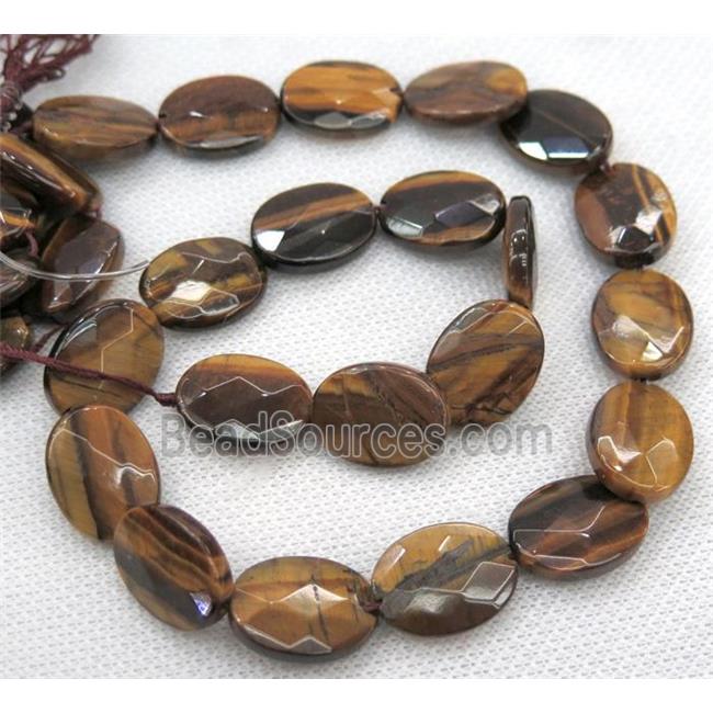 tiger eye stone bead, faceted oval