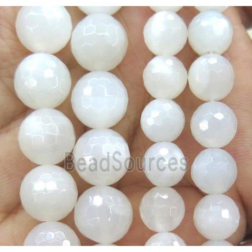 white MoonStone beads, faceted round