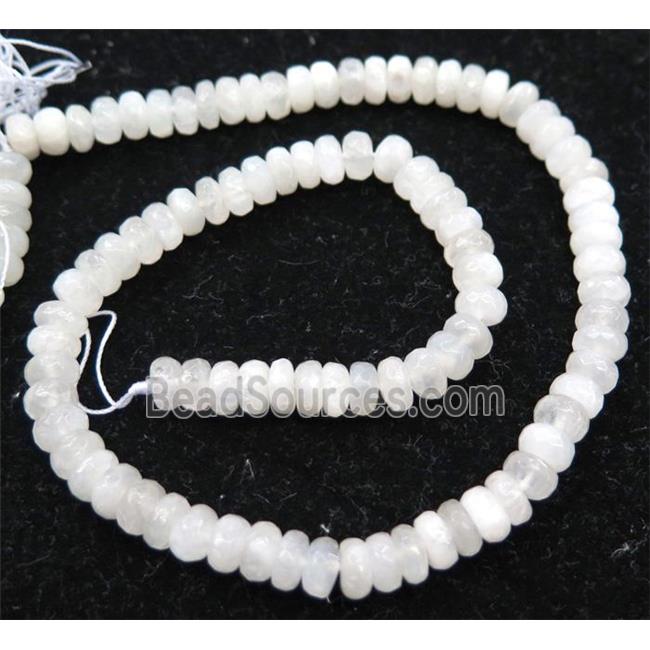 white MoonStone bead, faceted rondelle