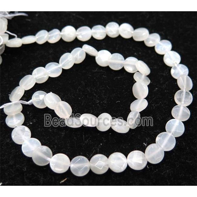 white MoonStone beads, faceted flat round