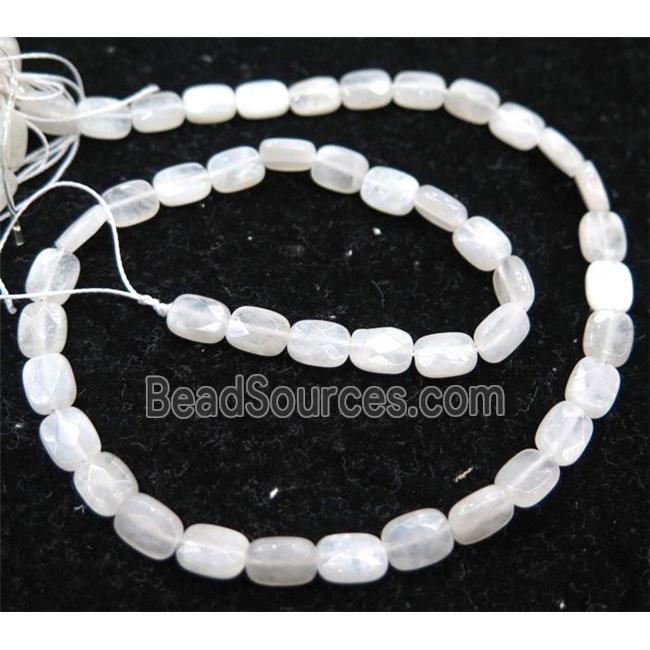 white MoonStone bead, faceted rectangle