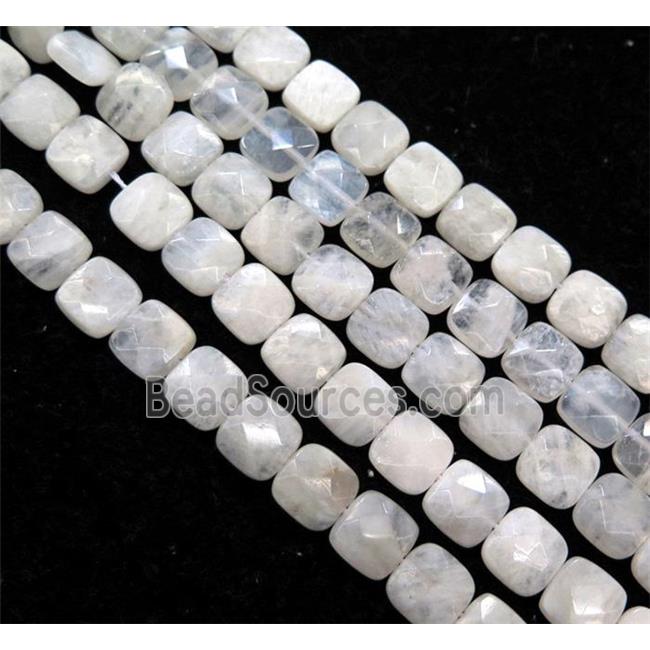 white MoonStone beads, faceted square