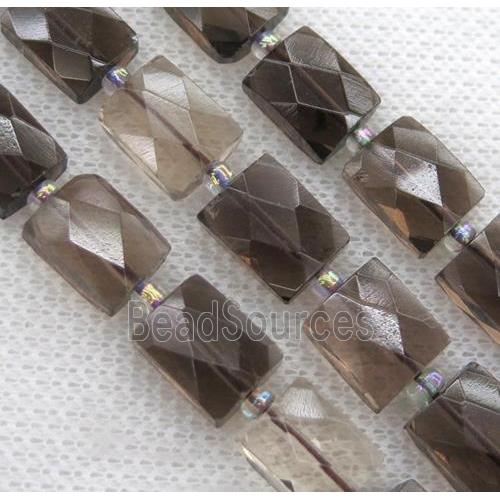 Smoky Quartz beads, faceted rectangle