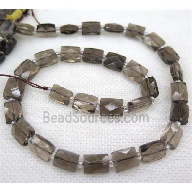 Smoky Quartz beads, faceted rectangle